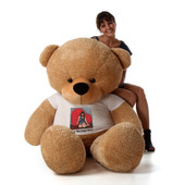 6 Foot Amber Cuddles Teddy Bear with Custom Photo T-shirt
