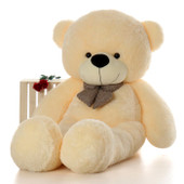 6ft Life Size Teddy Bear Cozy Cuddles with soft cream fur