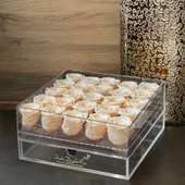 Large Acrylic Box with Drawer - 25 Ivory Roses