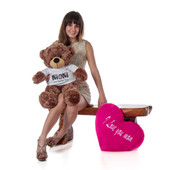 Cute  Mocha Brown Teddy Bear with I Love You Mom Hear and Tshirt - Giant Teddy Brand