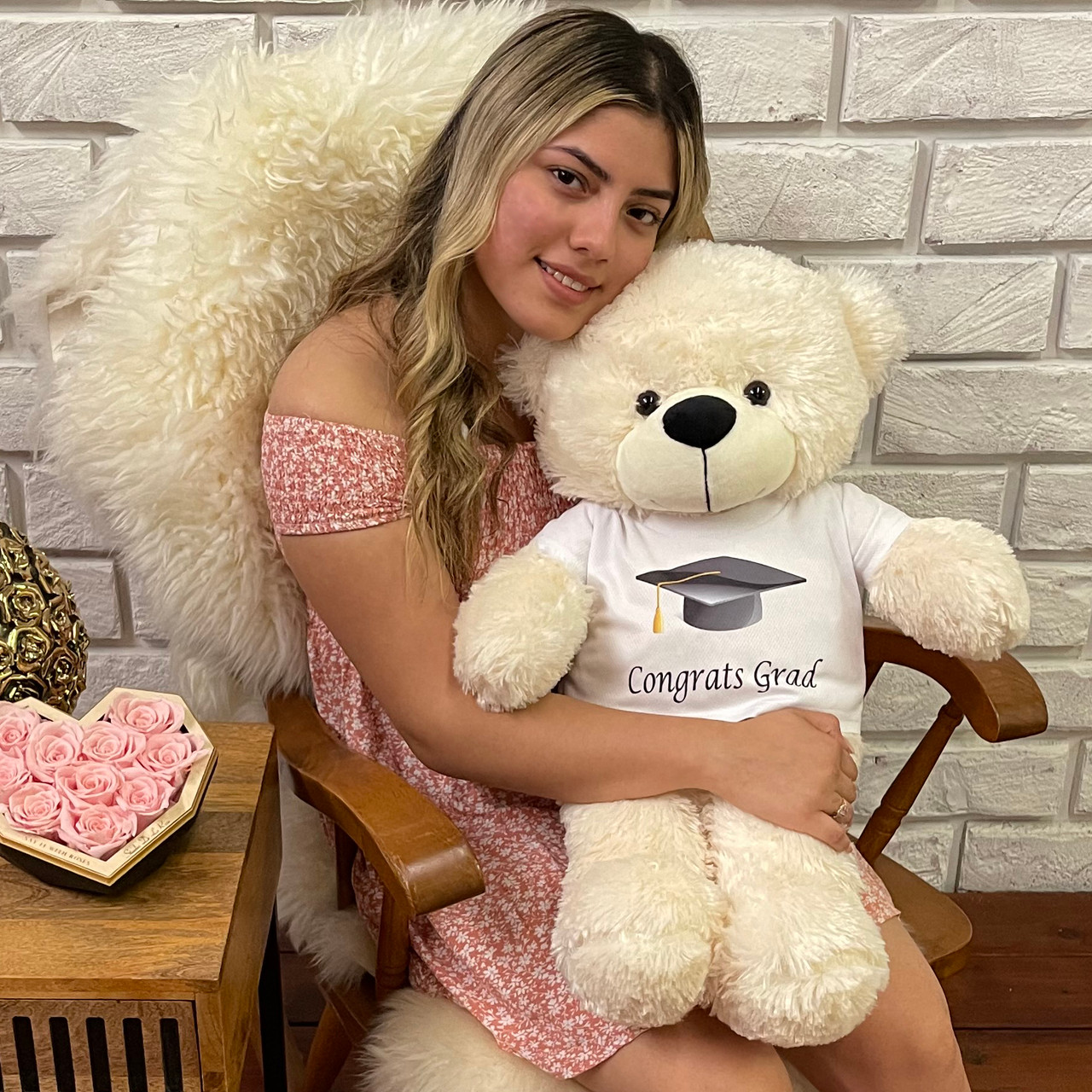 2ft Cream Cuddly Big Teddy Bear with T-shirt from Giant Teddy