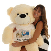 4 Foot Super Soft Personalized Cream Teddy Bear with Christmas T-shirt