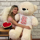 48in Adorable Vanilla Teddy Bear with I love You To the Moon Tshirt