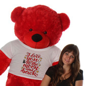 60in Bitsy Cuddles Red Teddy Bear with I Love You Heart tshirt