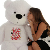 60in Giant Teddy White Coco Cuddles in I Love You To The Moon T-Shirt
