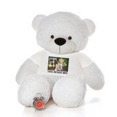 6 Foot giant White Teddy Bear with Personalized T-shirt