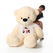 4ft Cream Huggable Big Teddy Bear with Photo T-shirt from Giant Teddy