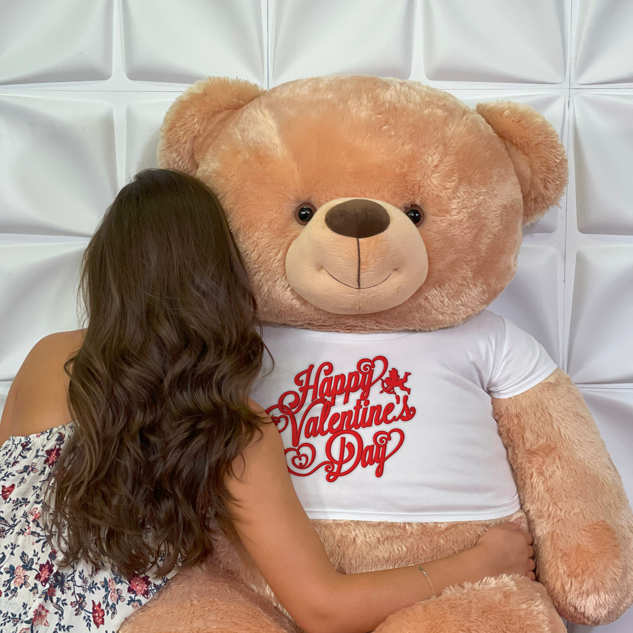 6ft Tan Happy Valentines Day Teddy Bear Gift from Giantteddy Brand