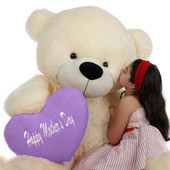 6 Foot Mocha Brown Super Soft Cute Teddy Bear with Personalized Mothers Day T-shirt