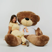 7ft Light Brown Giant Teddy Bear With Personalized T-Shirt From Giant Teddy Brand