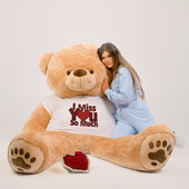 7ft Tan GiantTeddy Bear With Personalized T-Shirt
