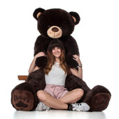 Super Soft 6 Foot Giant Teddy Bear with Big Paw Prints in Chocolate Brown