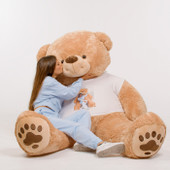 Giant 7 Foot Amber-Tan Teddy Bear with Paw Prints Biggest Giant Teddy Bear!