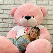 Huge 7ft Pink Teddy Bear with I Love You To The Moon Tshirt
