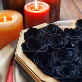 Black Luxury Roses in Black Diamond Heart Box