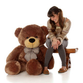 4ft Life Size Teddy Bear super soft light brown fur Happy Cuddles