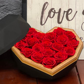 Large Black Diamond Heart - 13 to19 Red Roses