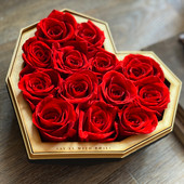 Luxury Preserved Red Roses in Black Heart Box