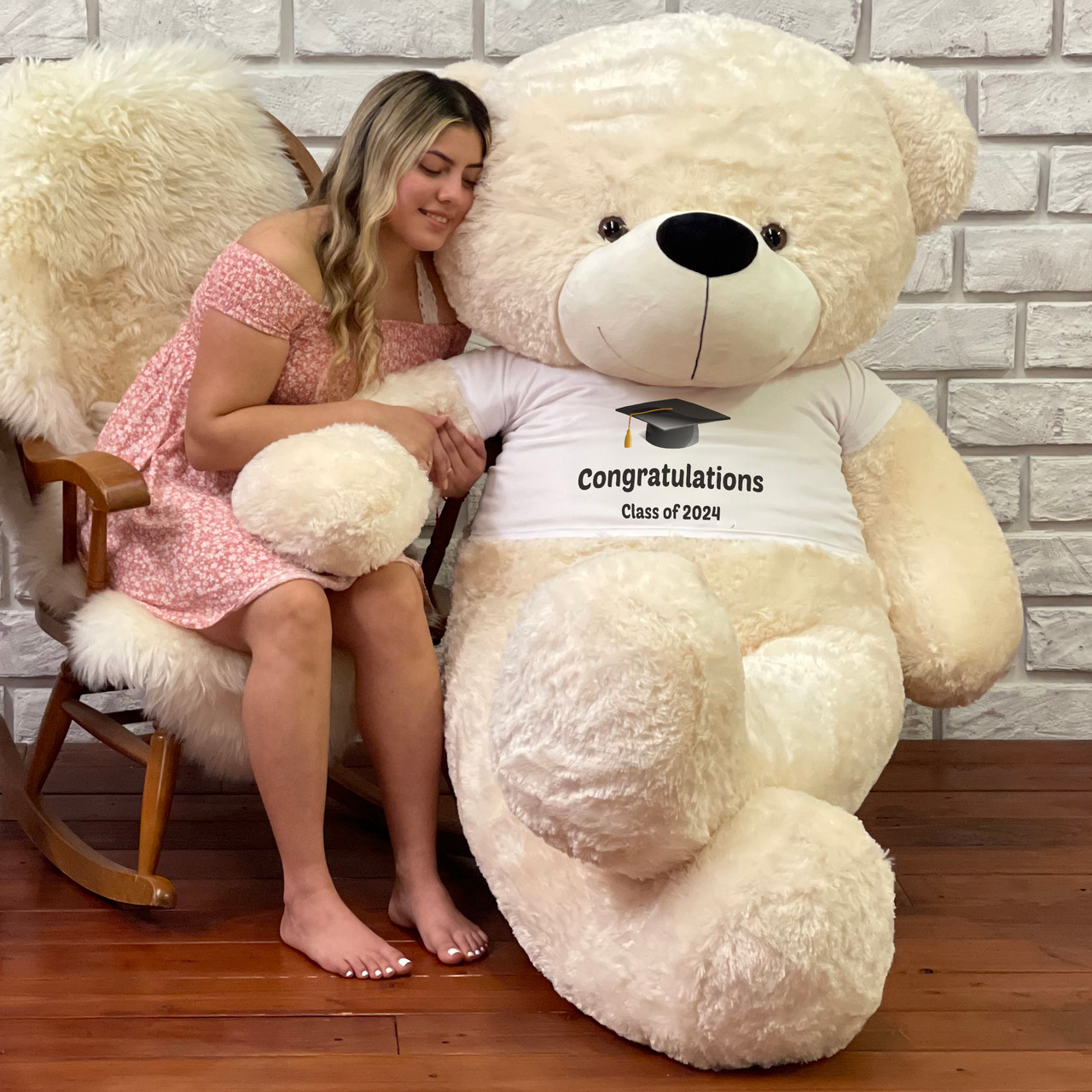 Super soft 6 ft Vanilla Cream Giantteddy Brand Teddy Bear Graduation Gift