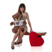 Super Soft Brown Teddy Teddy Bear Personalized with Heart T-shirt